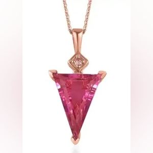 African Lilac Quartz Triplet and Morro Redondo Pink Tourmaline Pendant Necklace